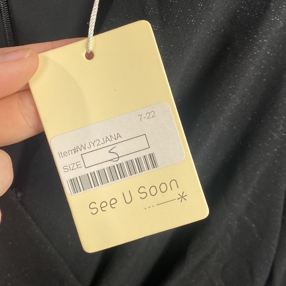 Anthropologie See U Soon Black Sparkle Elegant Long Sleeve Mini Dress - Size S - Picture 9 of 16